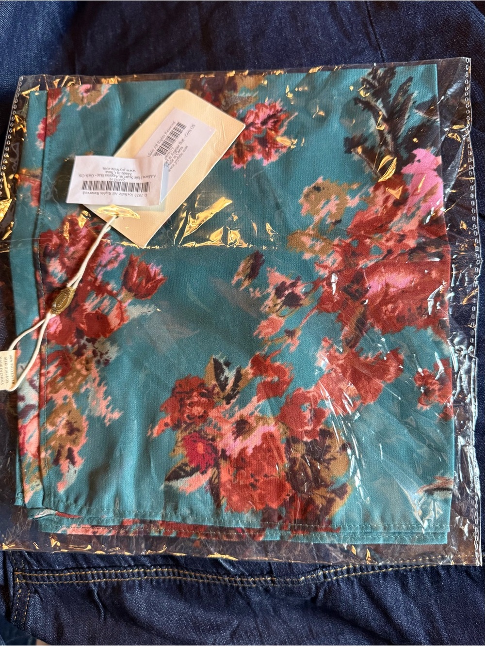 Joyfolie Floral Addison Hair Scarf Aegean Ikat Teal Rust Red Pink Fall Photos